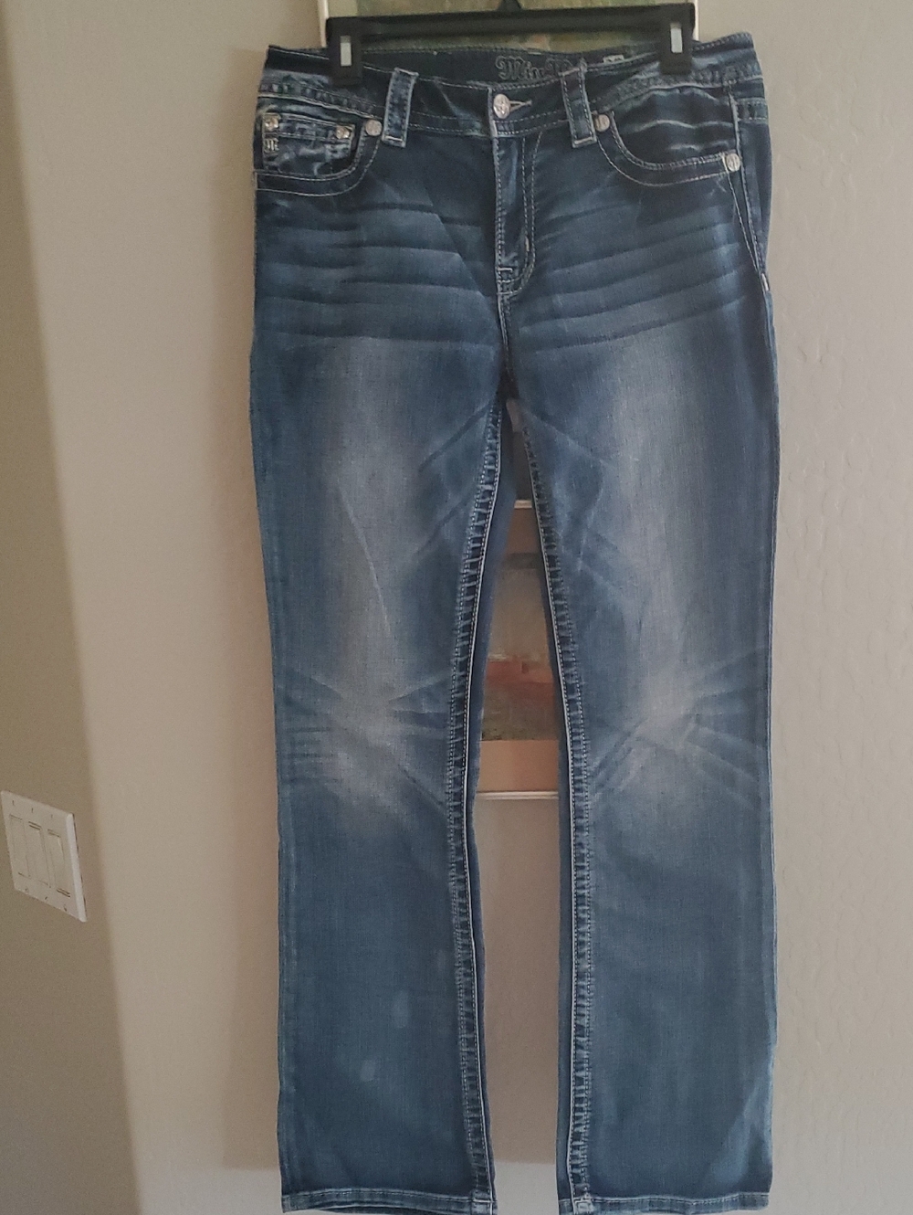 Miss Me Women's Vintage Distressed Medium Blue Slim Cut Jeans